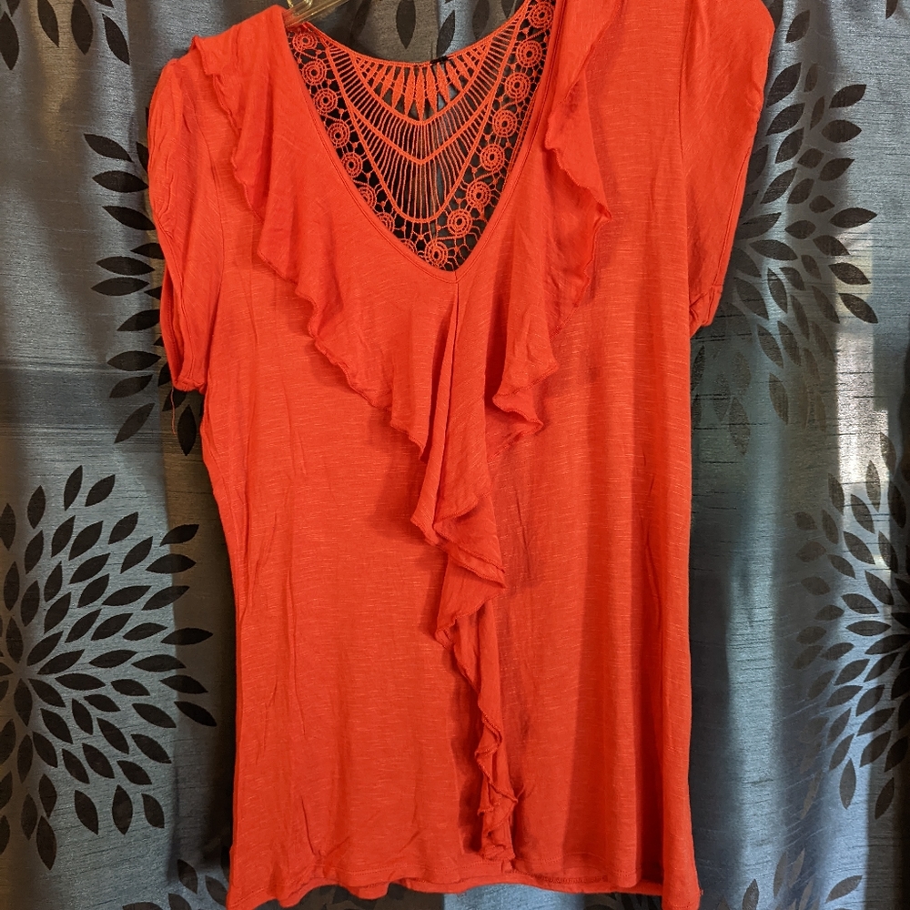 Coral Ruffle Top